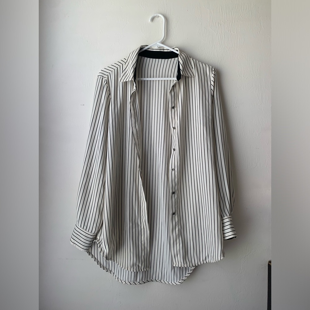 White and Black Striped Cardigan